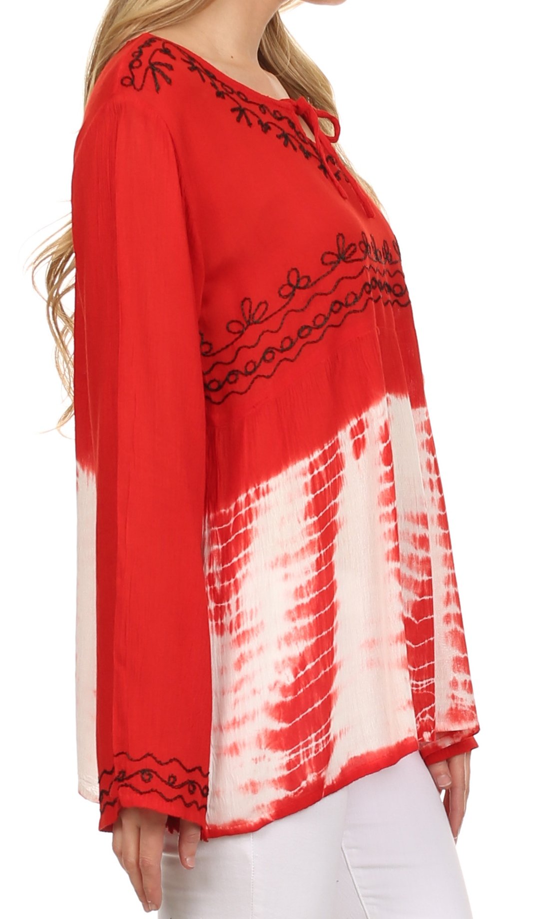 Sakkas Carla Tie Dye Embroidered Tunic Top / Blouse