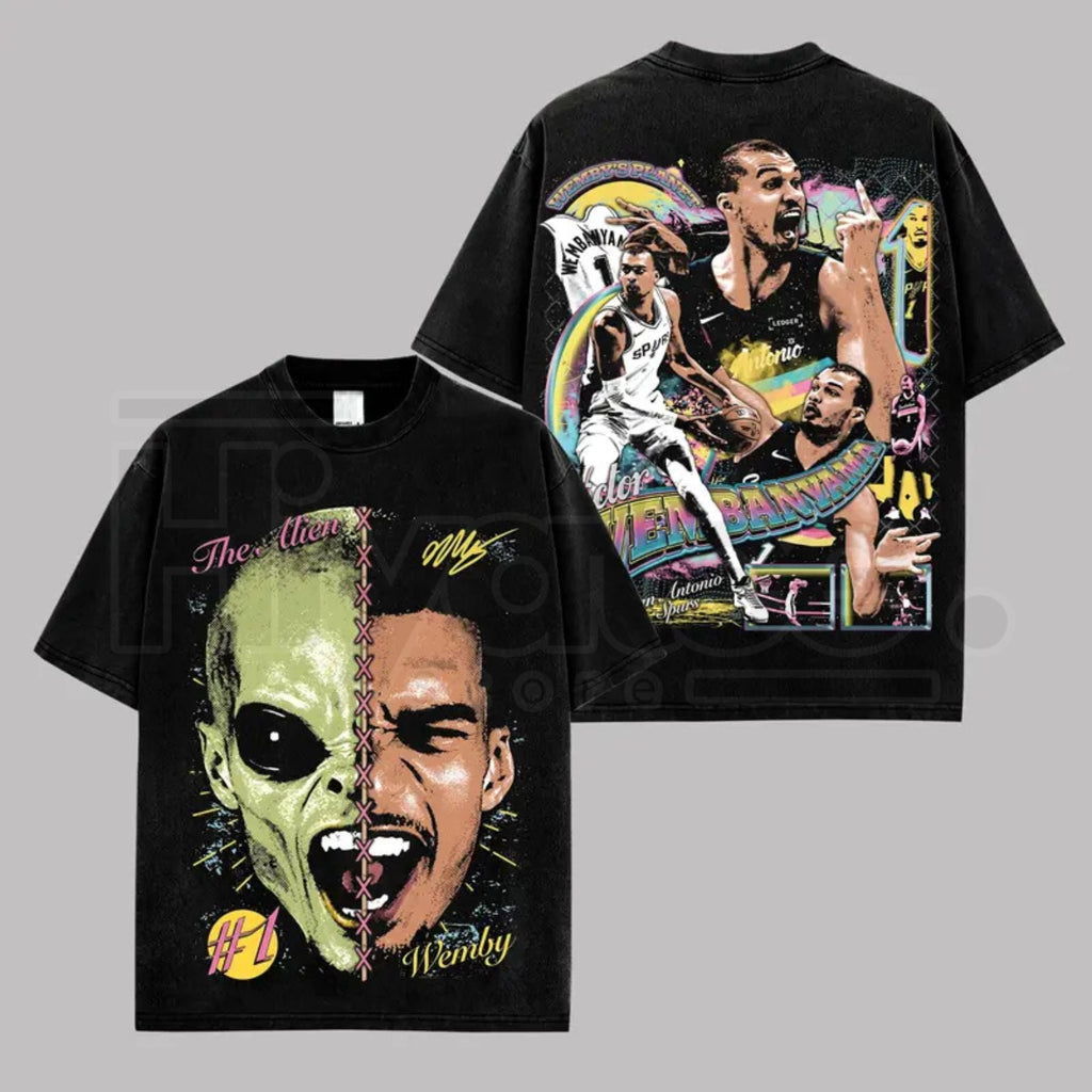 Victor Wembanyama VW1 T-Shirt – Vintage Spurs Nation Basketball Graphic Tee