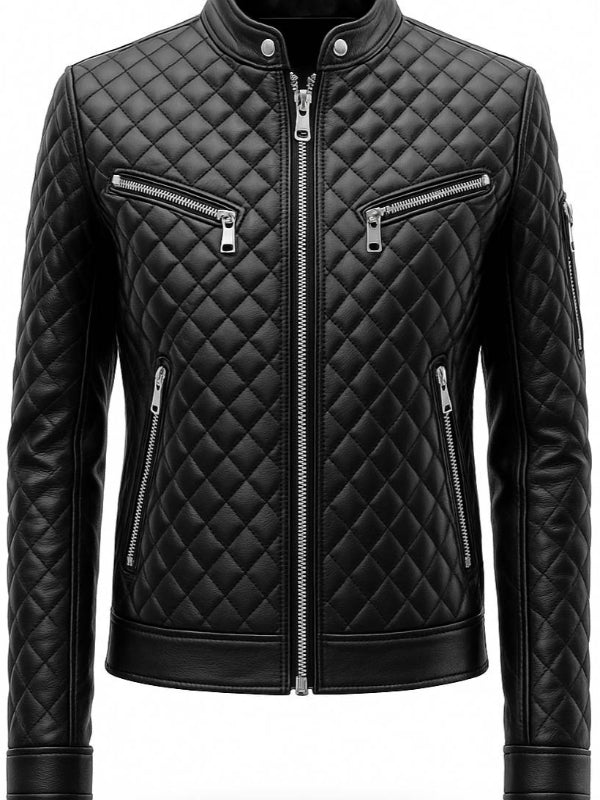 Vinnie Men's Black Leather Biker Jacket