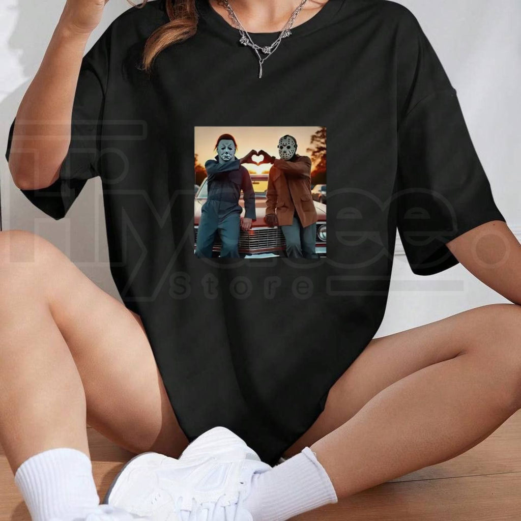 Vintage Michael Myers Heart Hands T-Shirt – Retro Halloween Horror Movie Tee