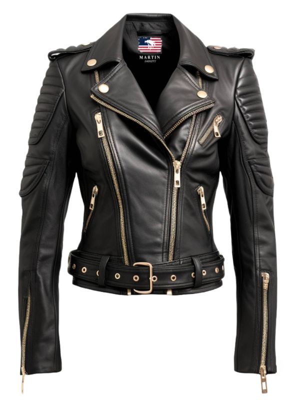 Women Black Quilted Designer Leather Jacket