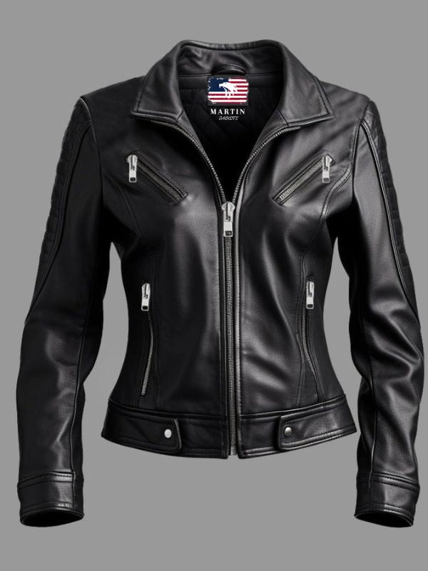 Women Dasha Designer Black Leather Jacket
