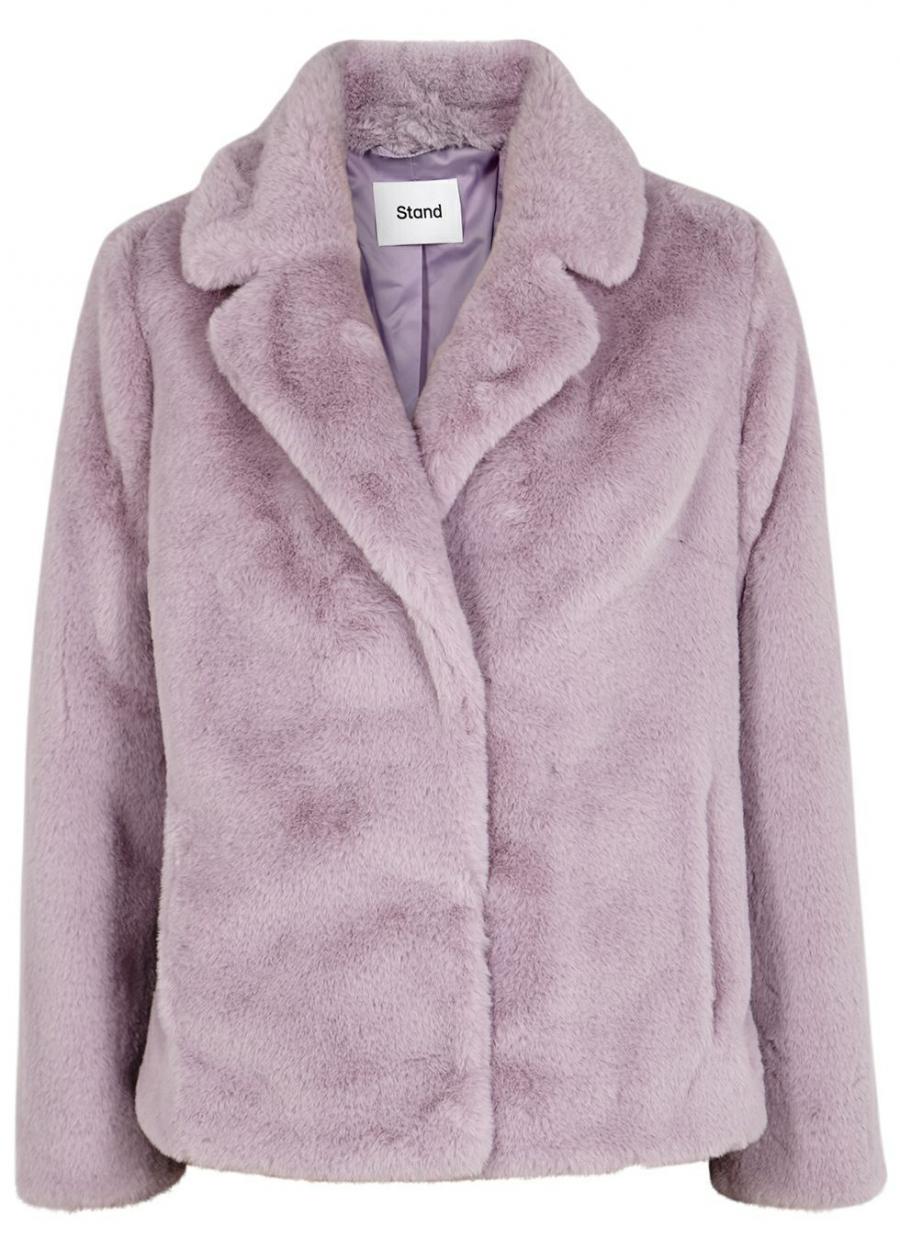 Women’s Stand Lavender Purple Fur Jacket