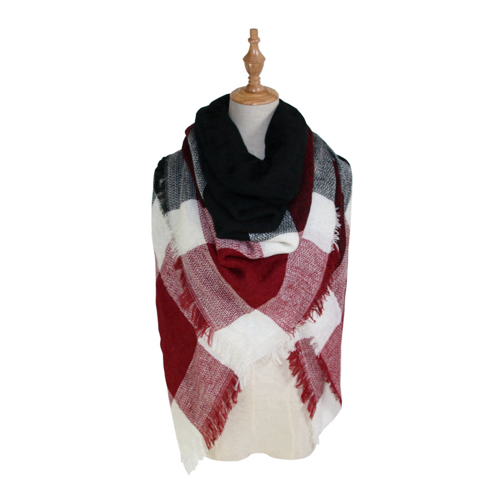 Plaid-print Versatile Neck Scarf Shawl