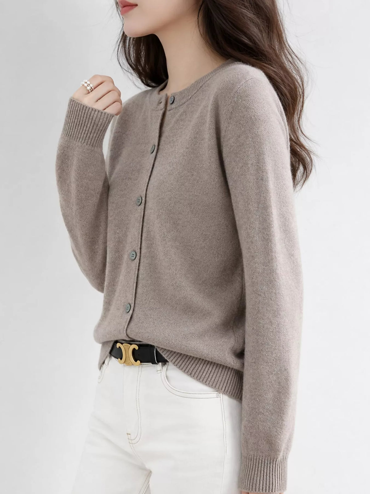 Crew Neck Button-Down Cardigan
