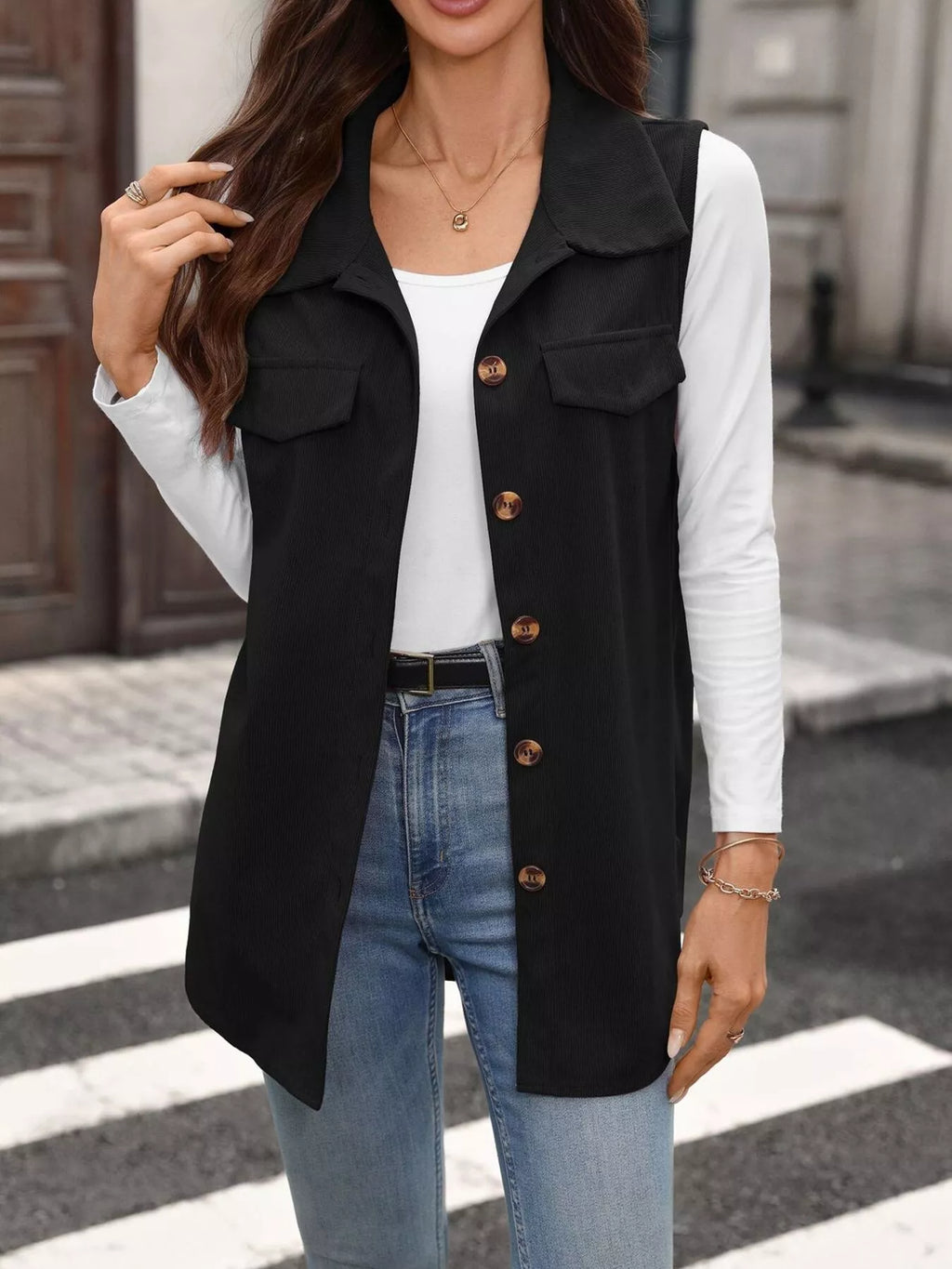 Button-Down Utility Vest Coat