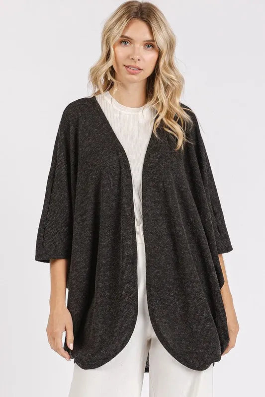 Open Front Batwing Sleeve Cardigan