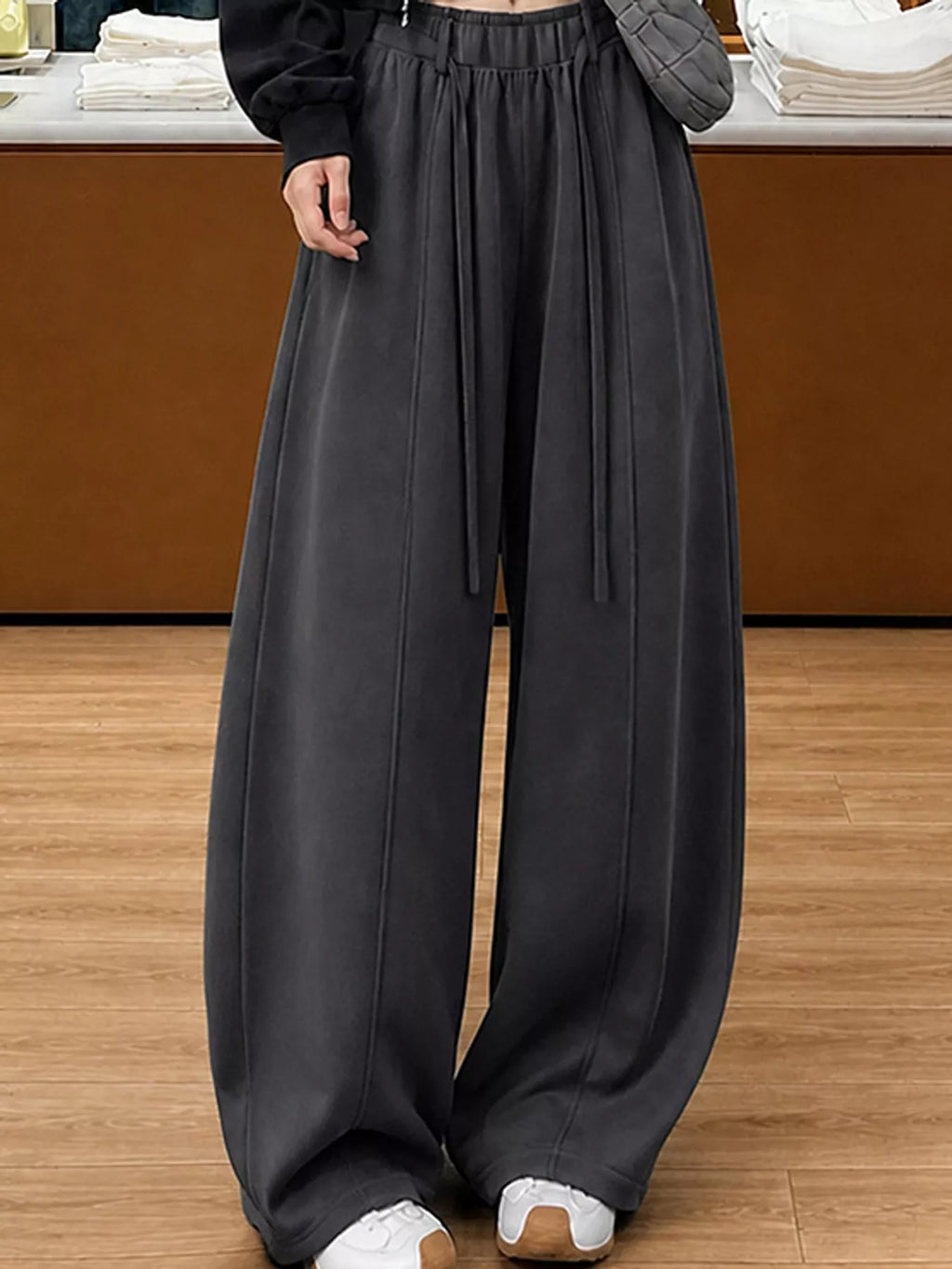 Drawstring Wide-Leg Casual Pants