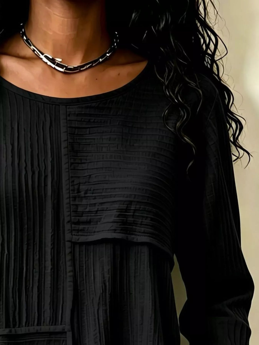 Textured Patchwork Long Sleeve Casual T-Shirt