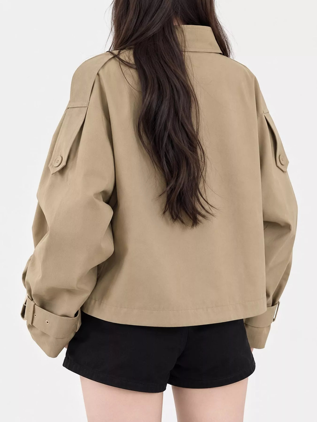 Double-Breasted Cropped Trench Jacket