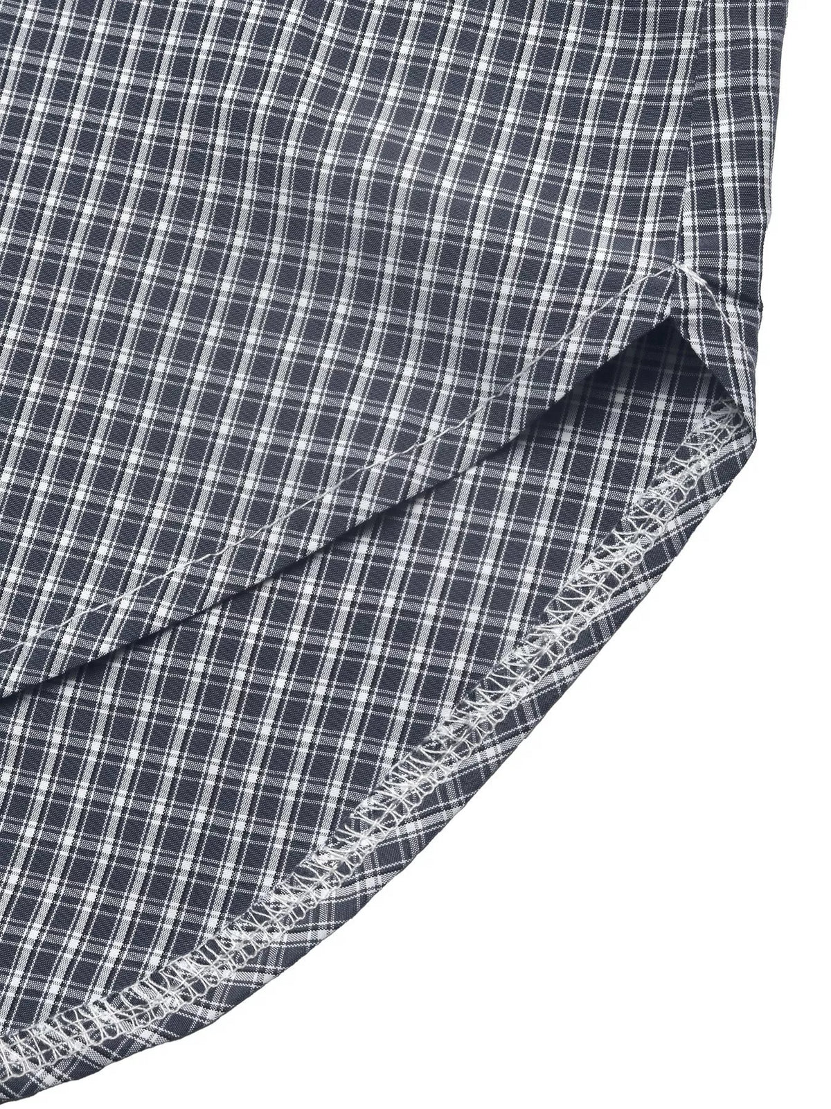 Gingham Button Up Shirt with Tie-Sleeve Detail