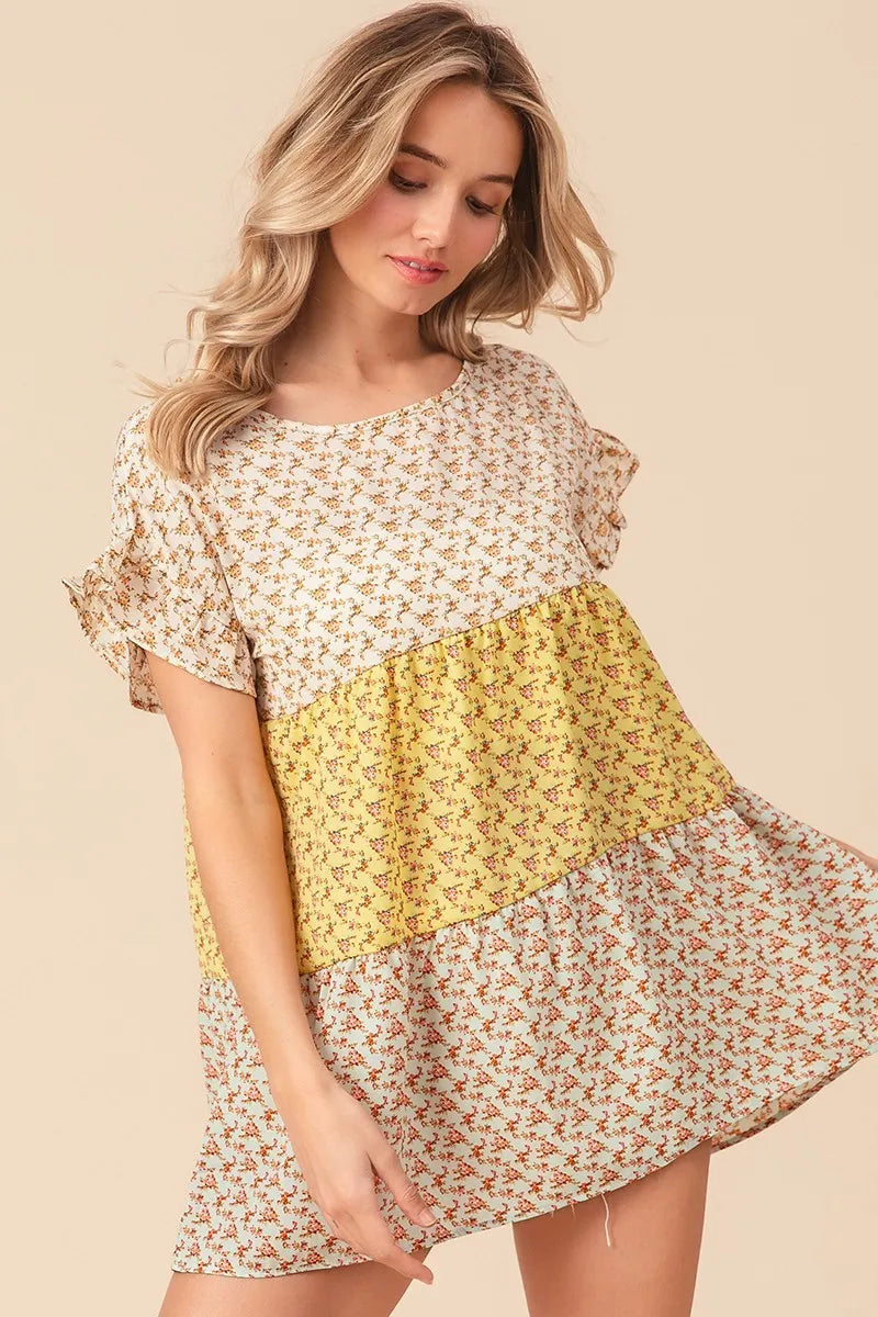Tiered Halter Neck Cami Top with Floral Print