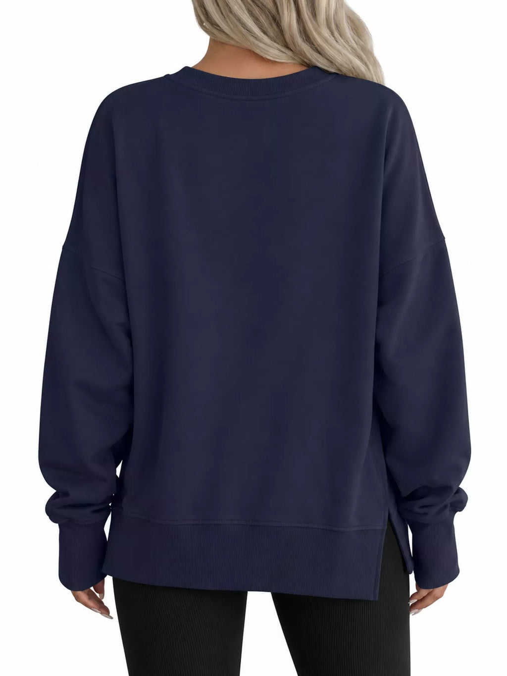 Oversized Crew Neck Sweatshirt with Side Slit