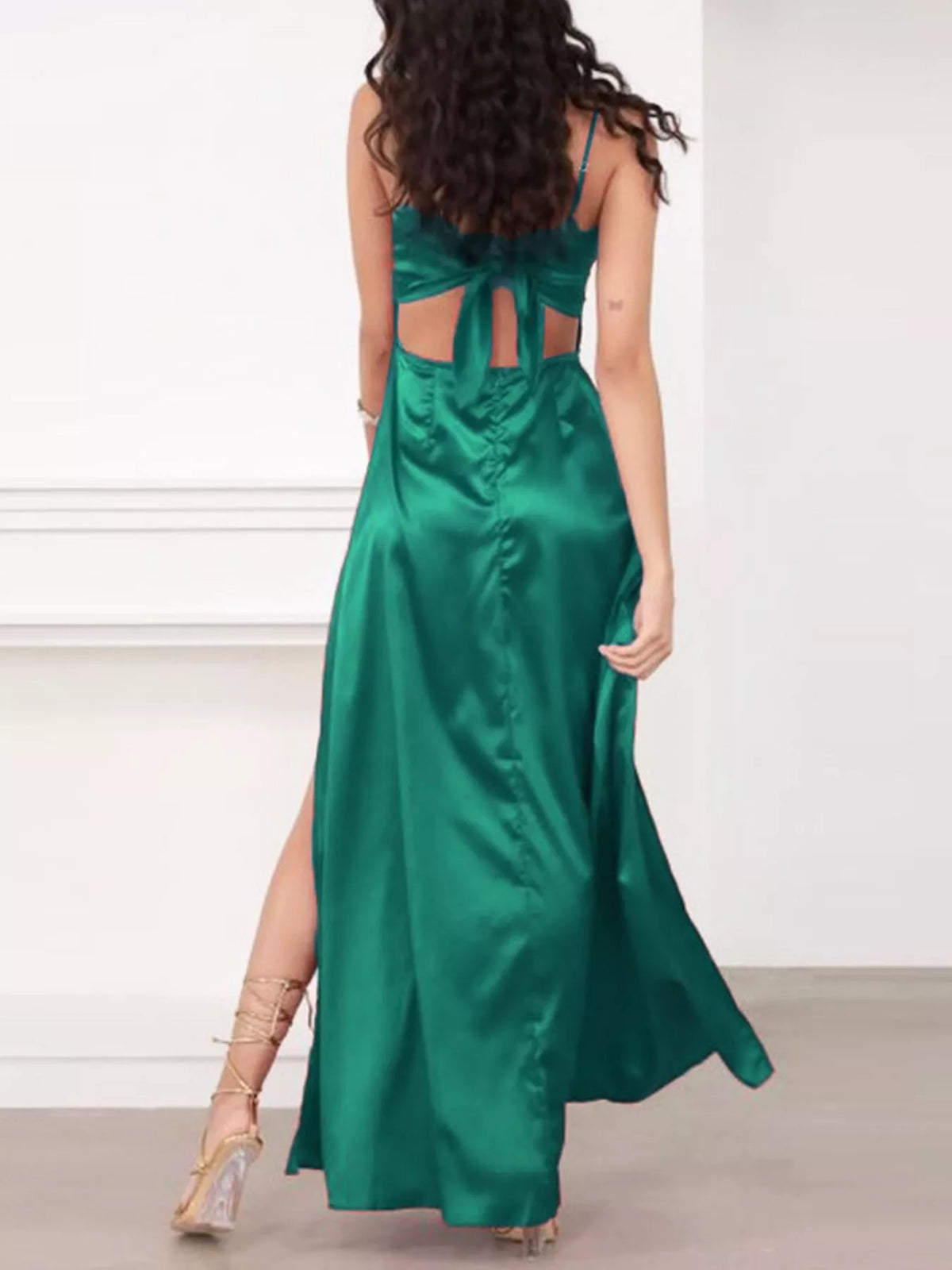 Spaghetti Strap High-Slit Maxi Dress