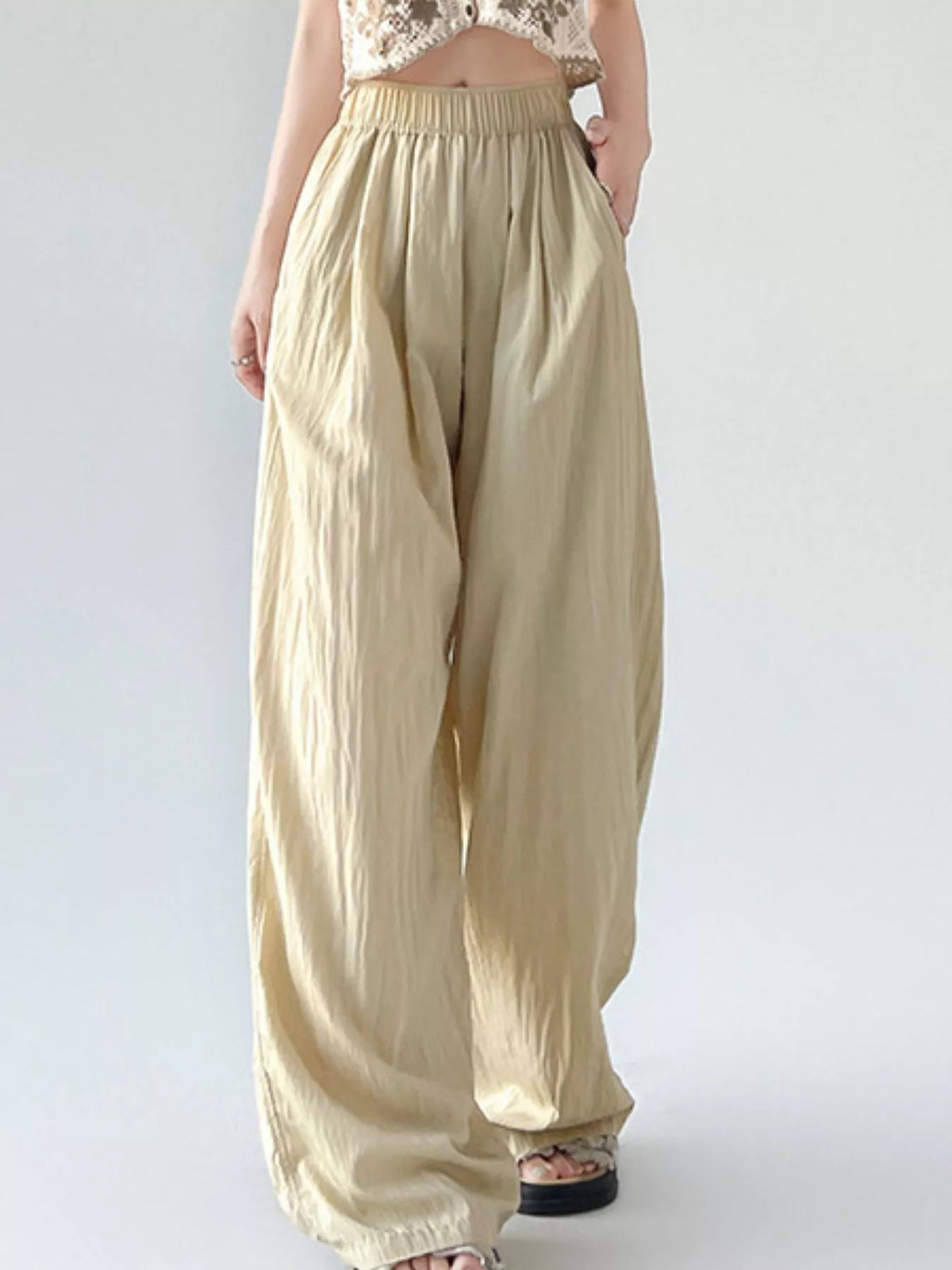 High-Waisted Loose Fit Wide-Leg Casual Pants