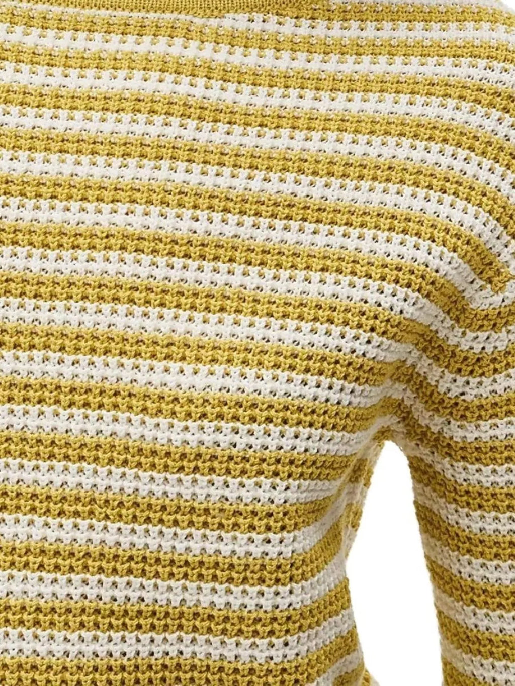 Striped Boat Neck Knit Sweater