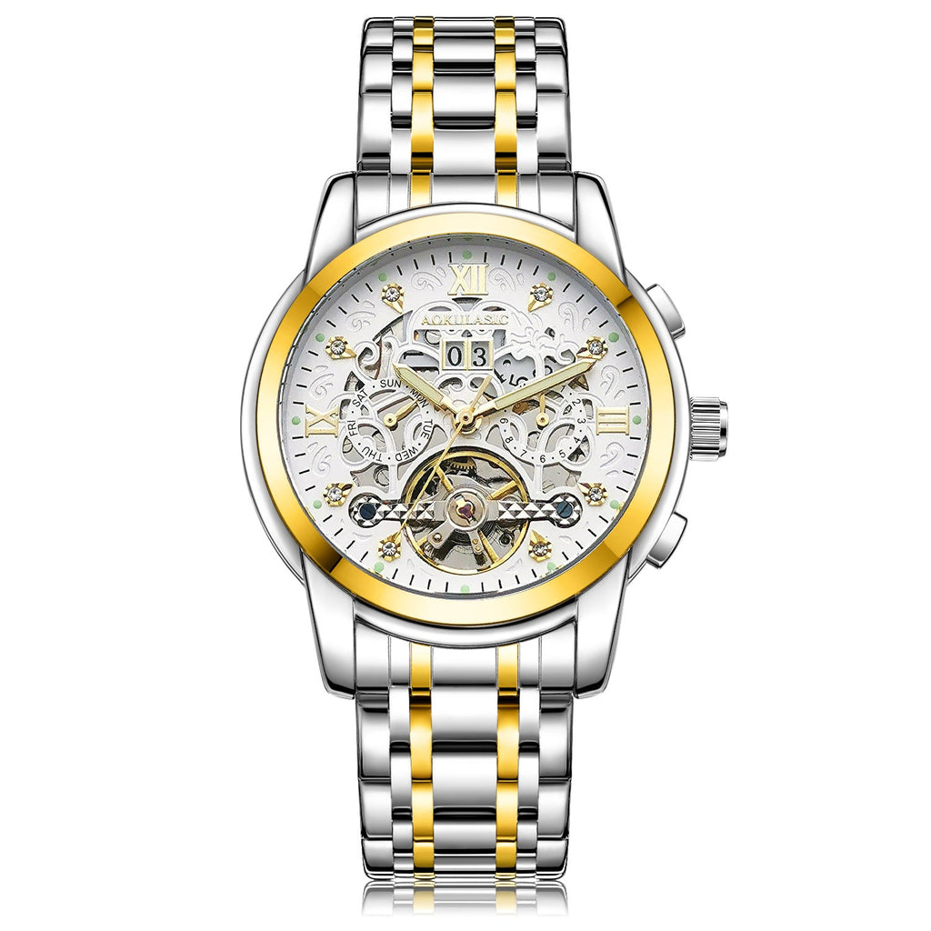 New Mens Large-rotor Skeleton Automatic Mechanical Watch