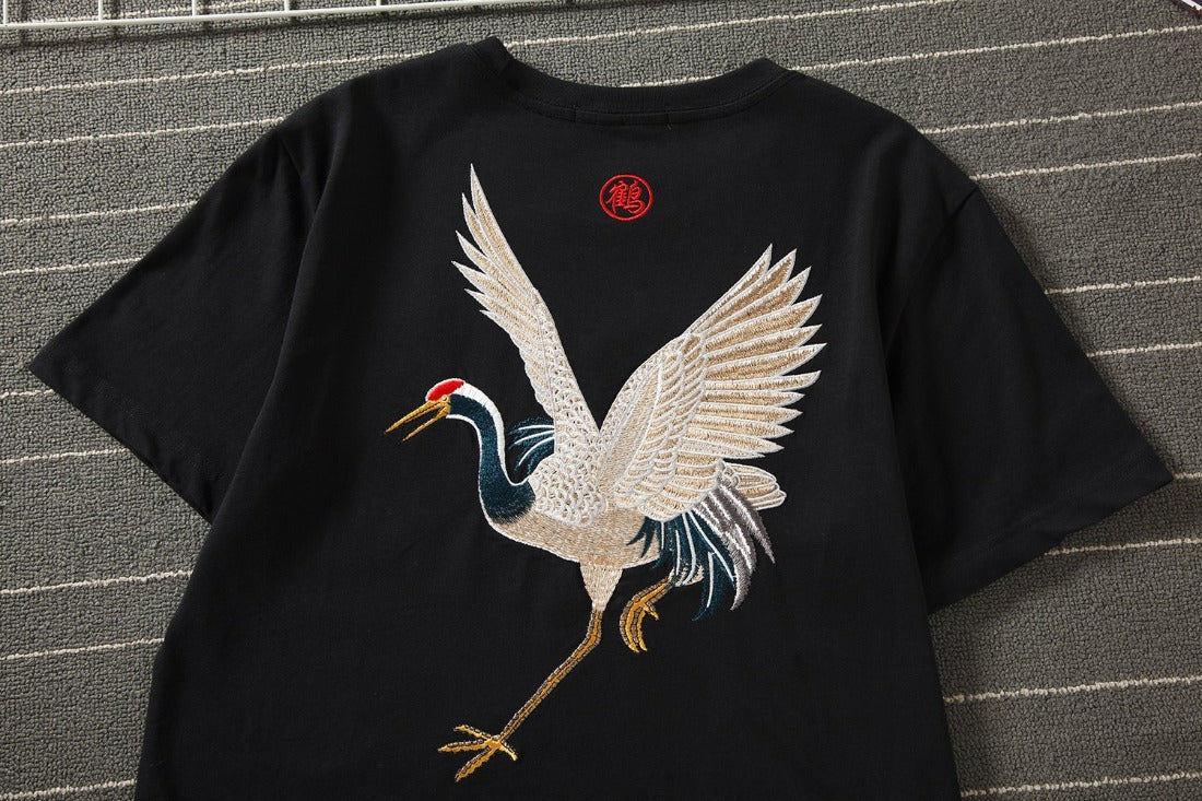 KH858 Flying Crane Embroidery Tee