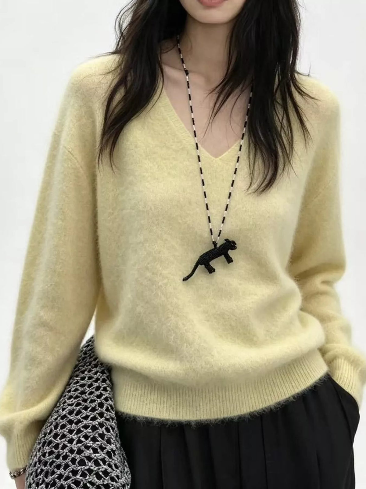 V-Neck Dropped Shoulder Sweater