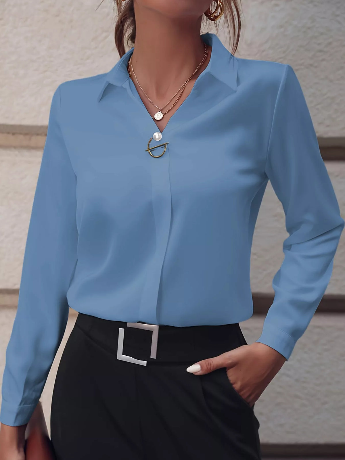 Long Sleeve Satin Blouse
