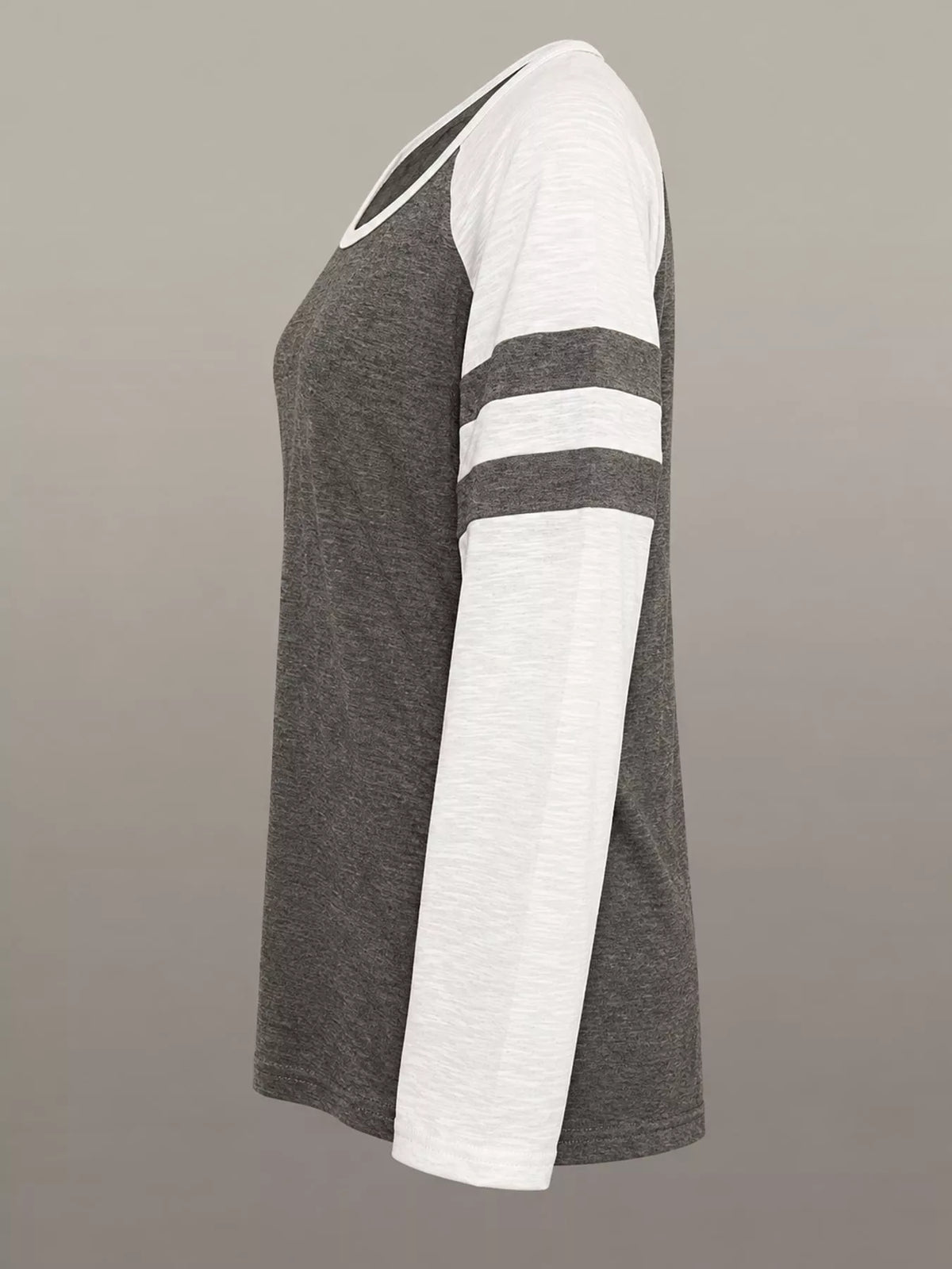 Full Size Color-Block Raglan Sleeve Striped T-Shirt Plus Size