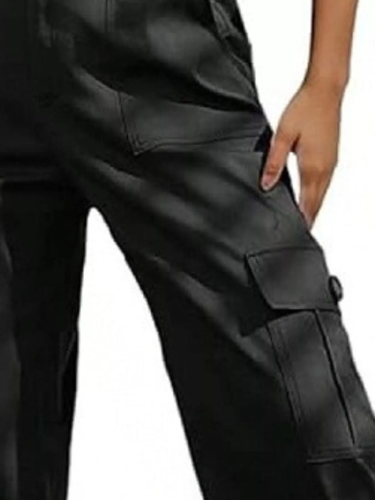 High-Waisted Cargo Pants with Drawstring Cuffs