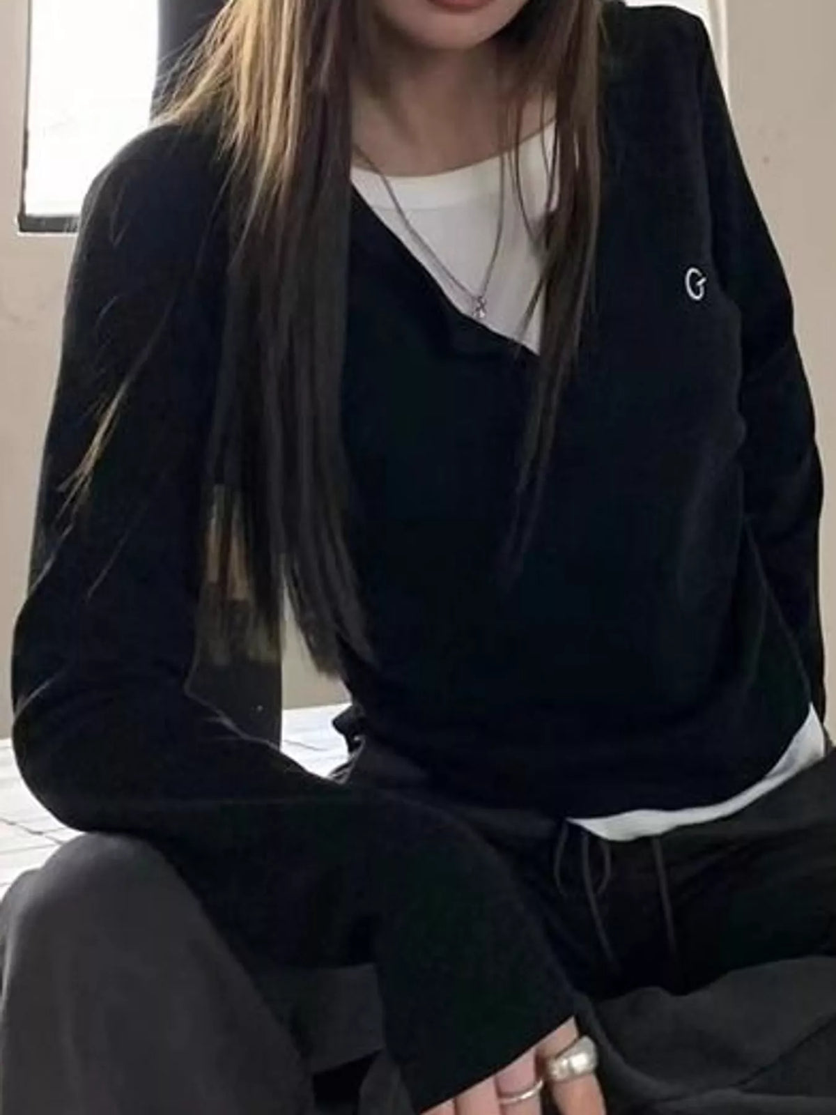 Layered Look Long Sleeve T-Shirt