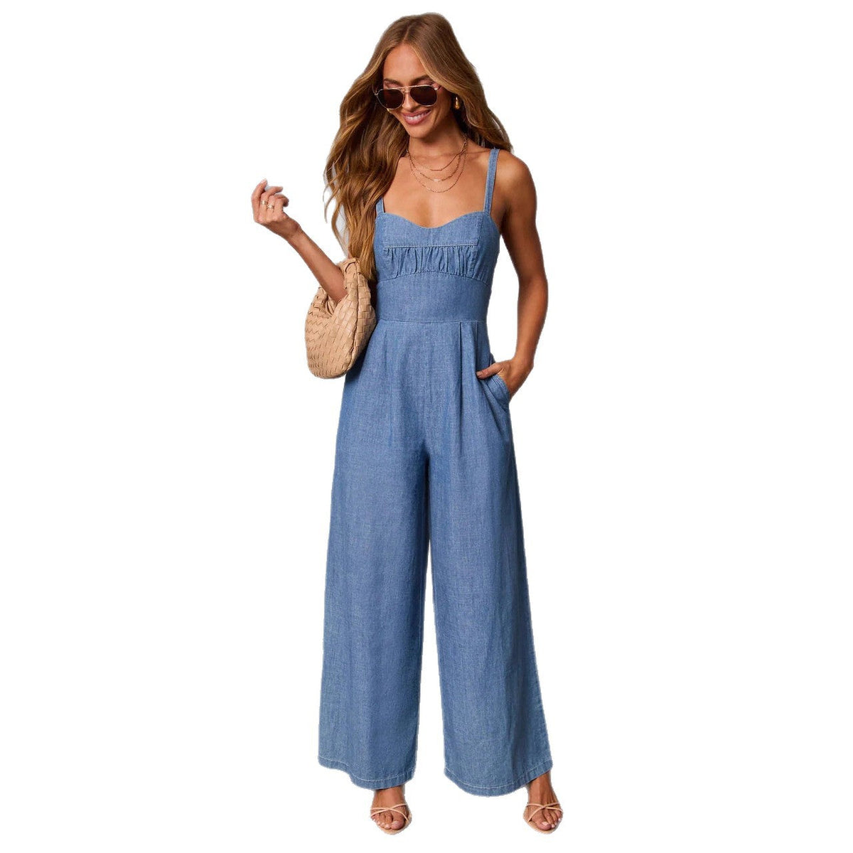 Solid-color Casual Workwear Jumpsuit For Women