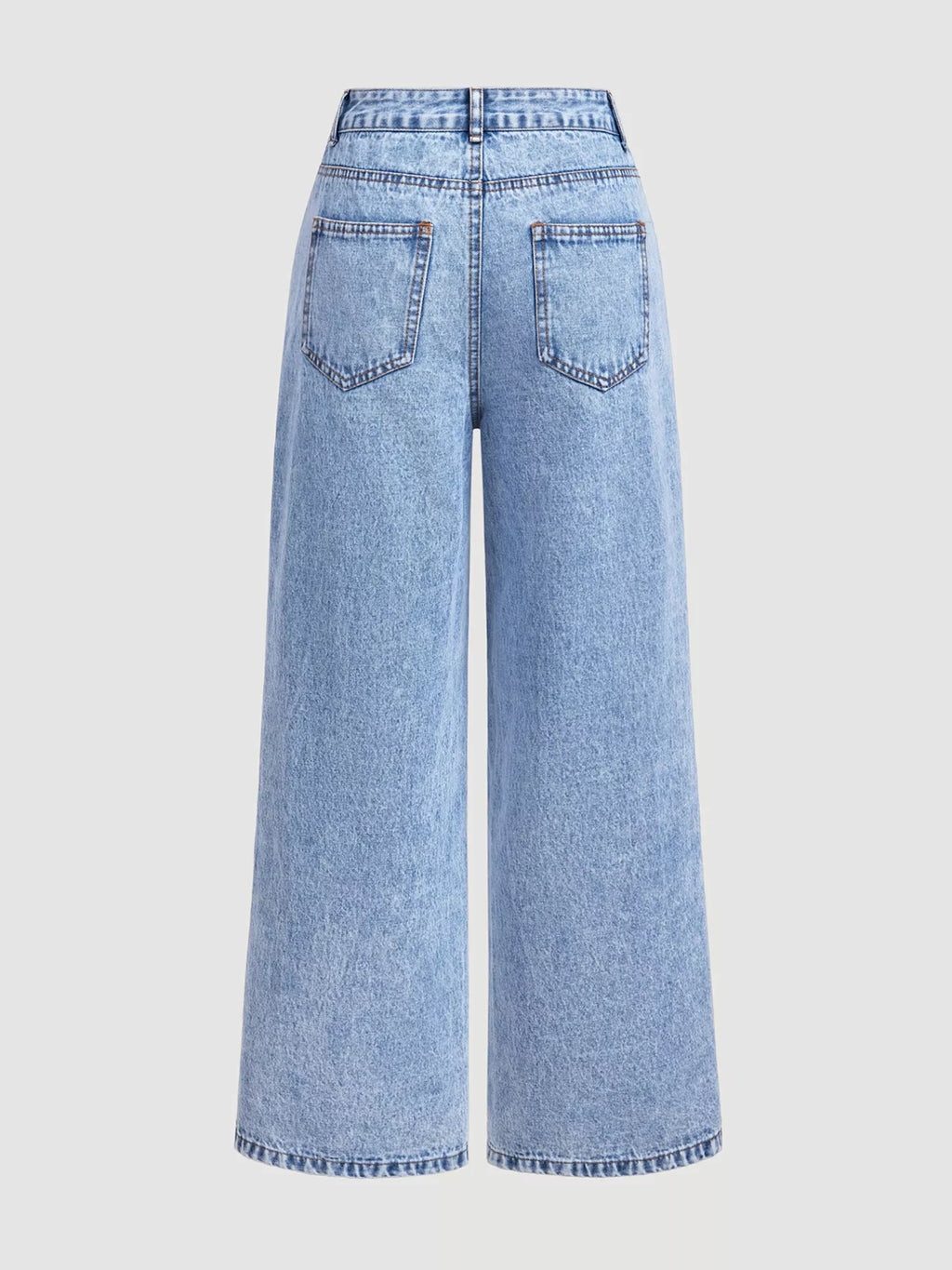 Embroidered High-Waisted Wide-Leg Jeans