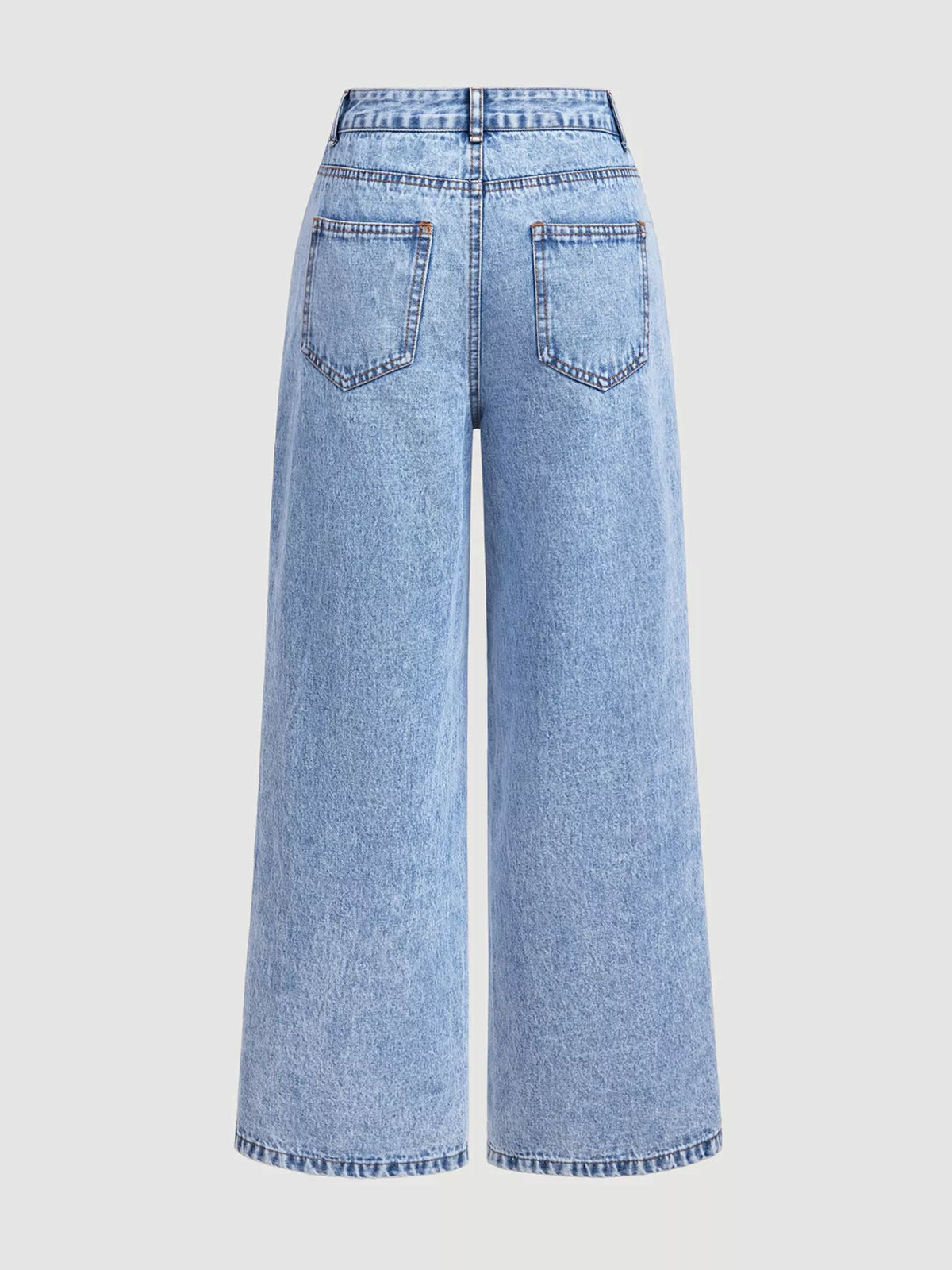 Embroidered High-Waisted Wide-Leg Jeans