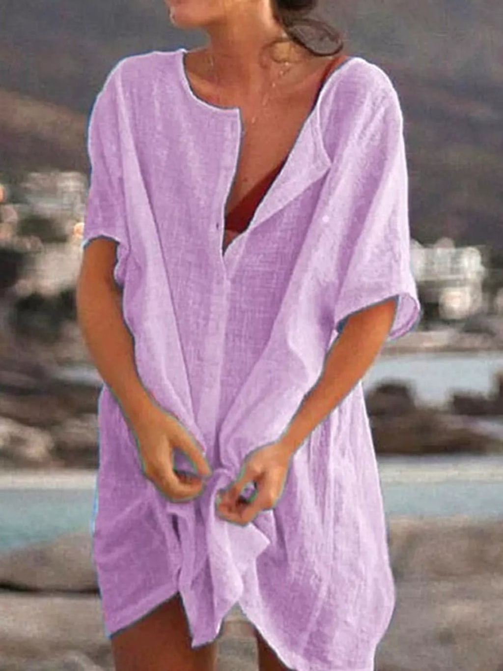 Full Size Casual Loose Fit Beach Short Sleeve Shirt Plus Size