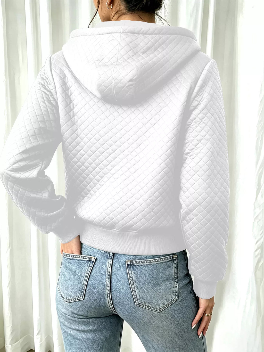 Hooded Zip-Up Texture Jacket