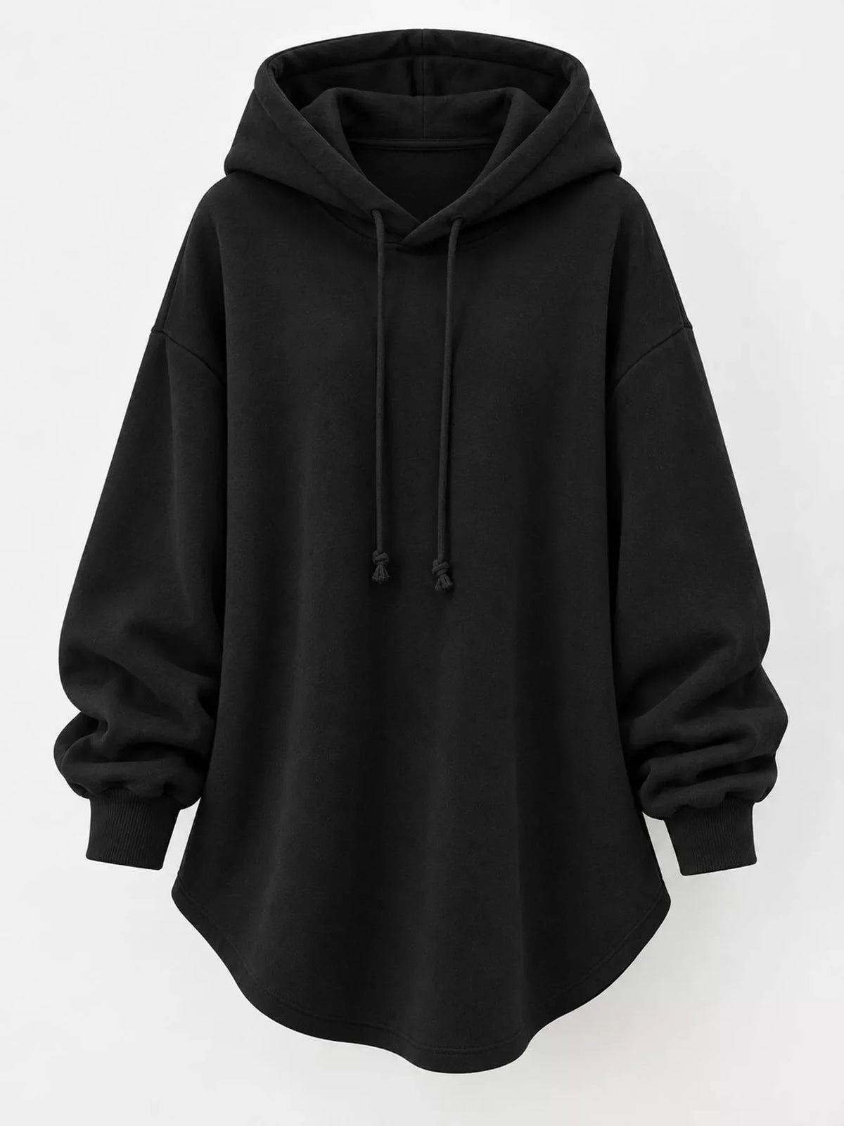 Full Size Drawstring Dropped Shoulder Hoodie Plus Size