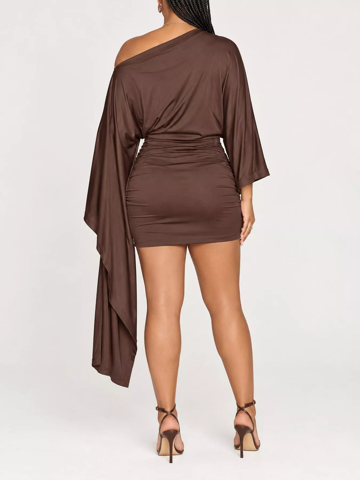 One-Shoulder Draped Bodycon Mini Dress