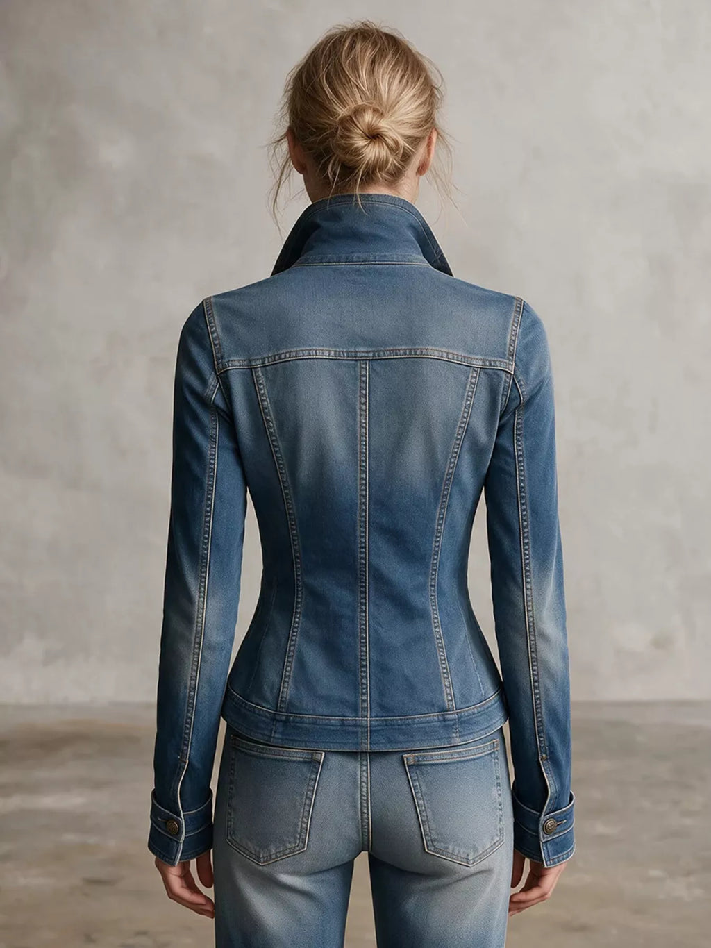 Button Up Fitted Denim Jacket