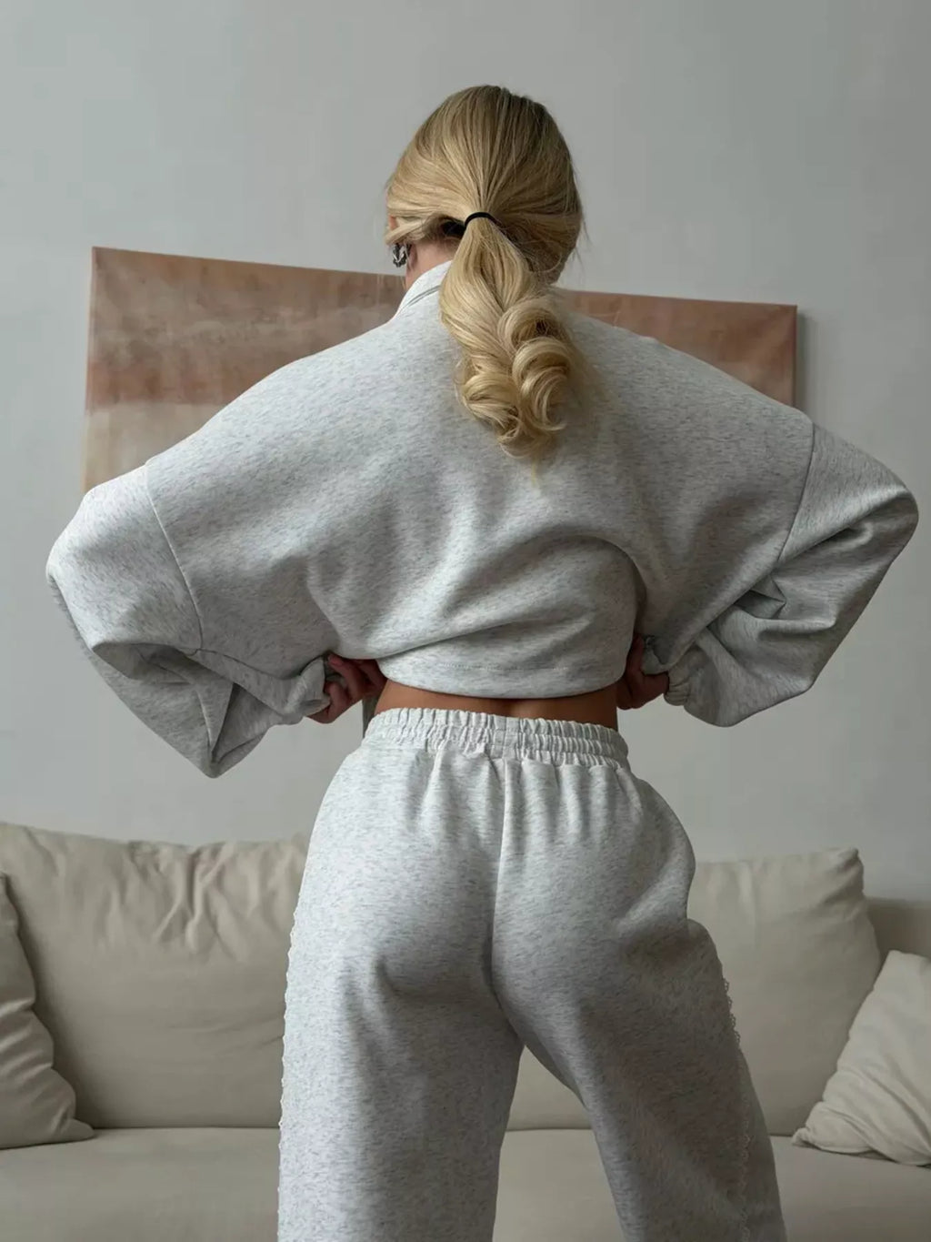 Zip-Up Jacket and Wide-Leg Pants Set