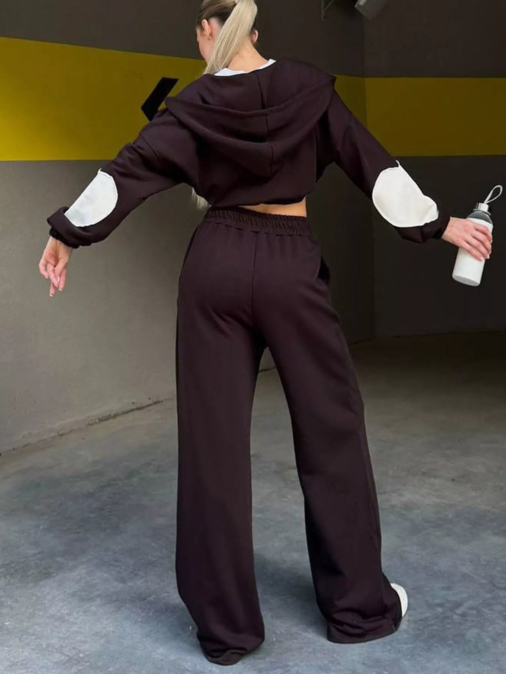 Zip Up Hoodie and Wide-Leg Pants Set