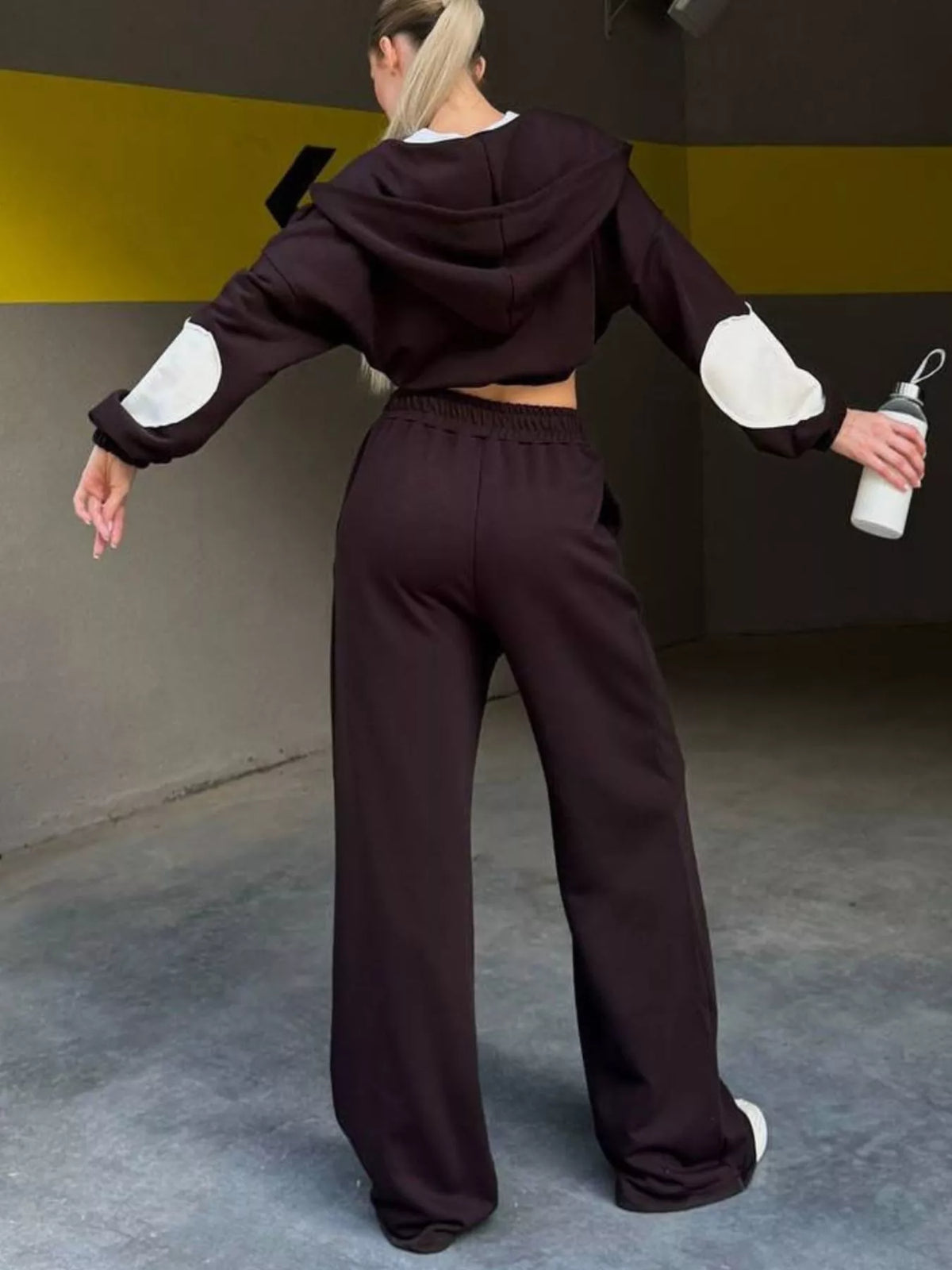 Zip Up Hoodie and Wide-Leg Pants Set