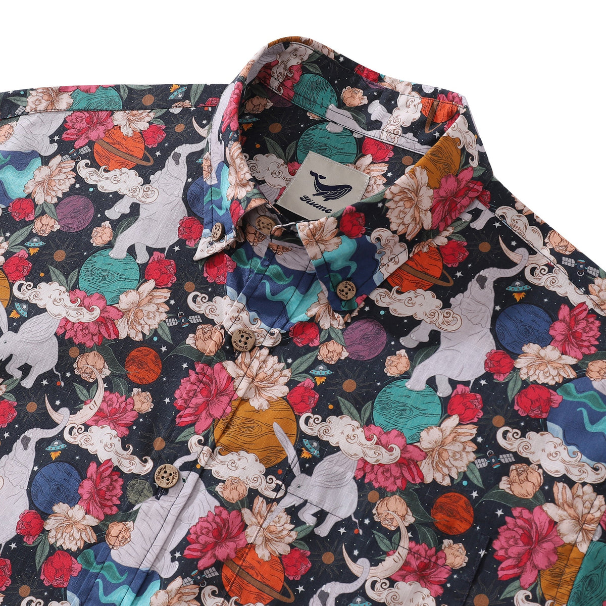 Men's Earth Day Hawaiian Shirt Surrealist Space Cotton Button-down Short Sleeve Aloha Shirt By Pallavi Chaudhary