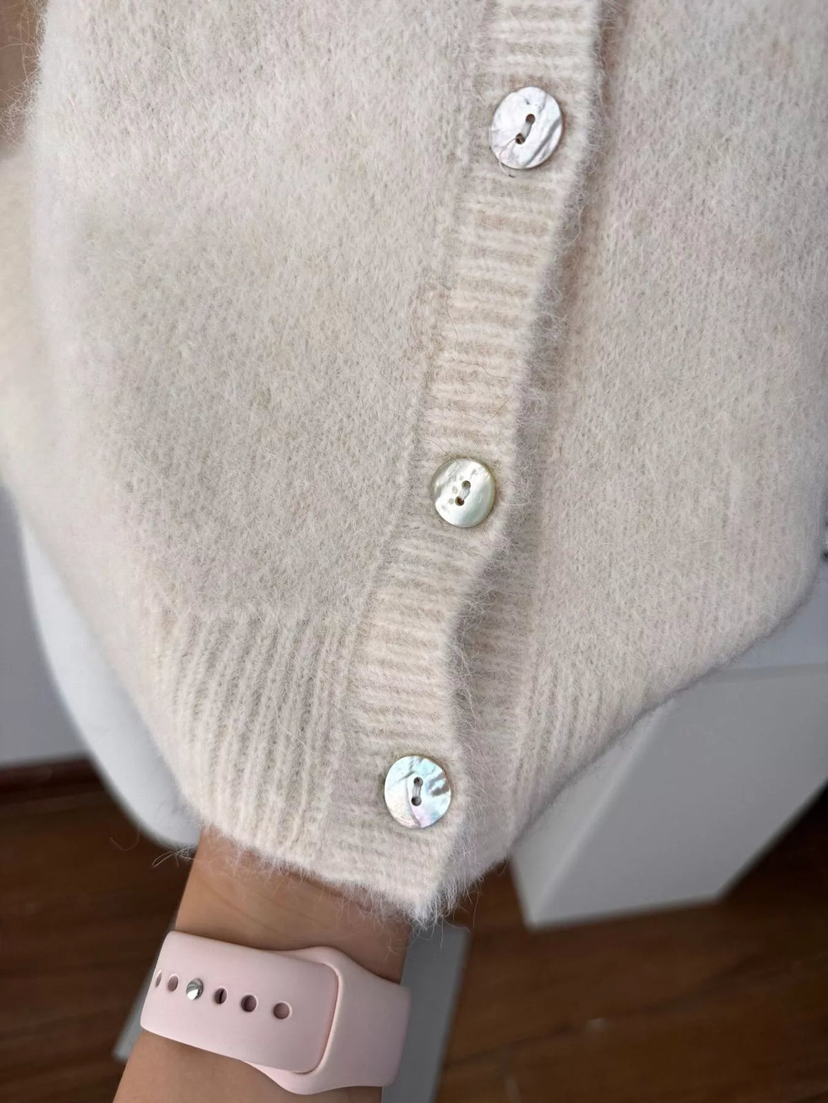Fuzzy Knit Button-Down Cardigan