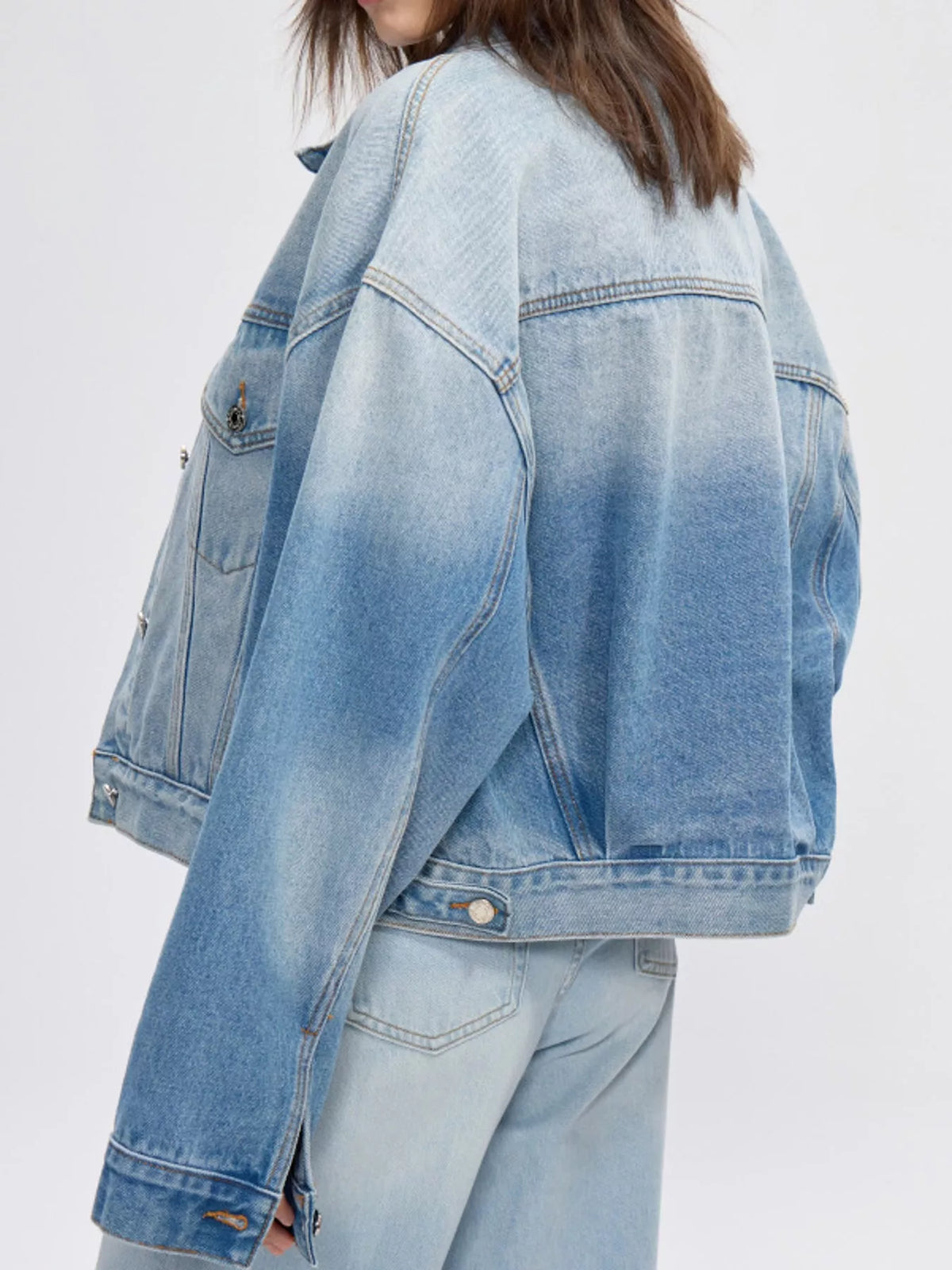 Button Up Dropped Shoulder Denim Jacket