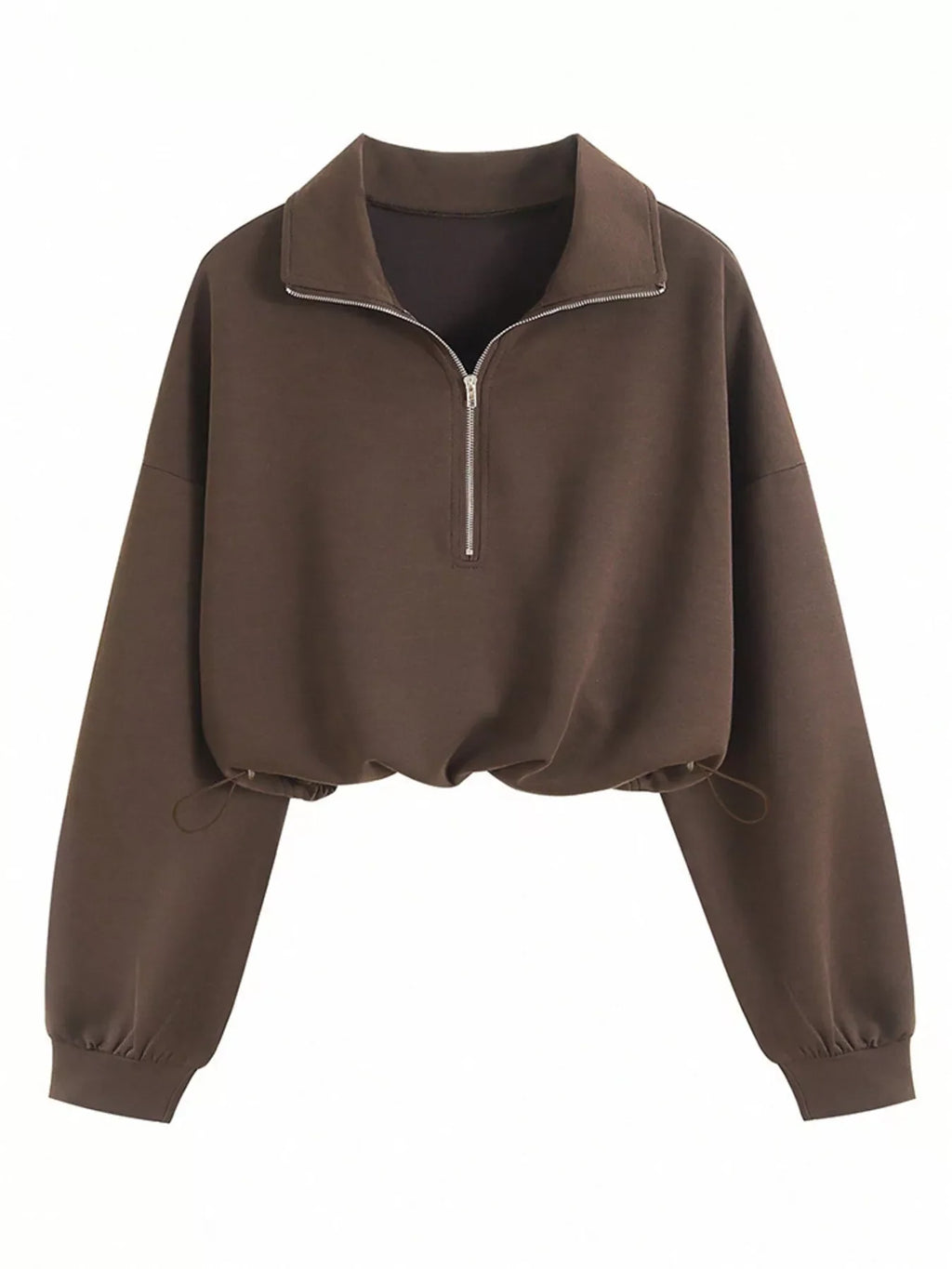 Half Zip Drawstring Hem Sweatshirt