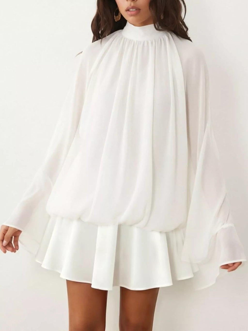 Tie Back Flare Sleeve Mini Dress