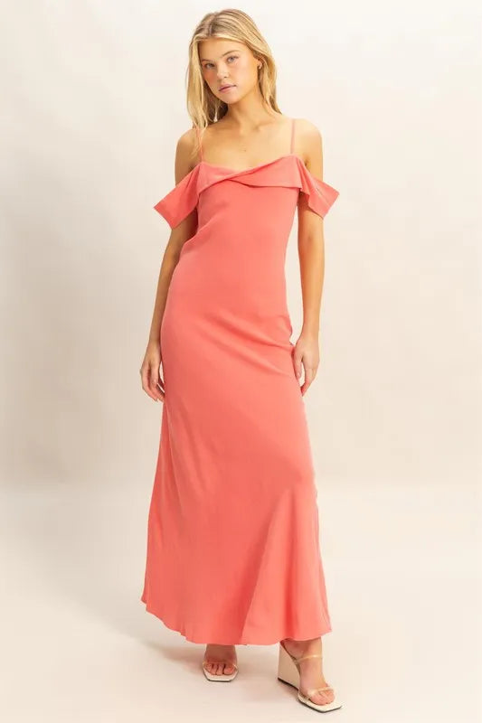 Cami Maxi Dress with Asymmetrical Ruffle Detail