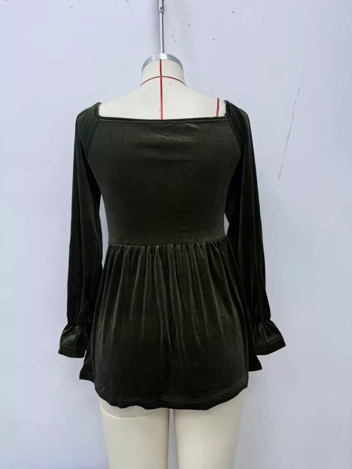 Velvet Smocked Peplum Blouse