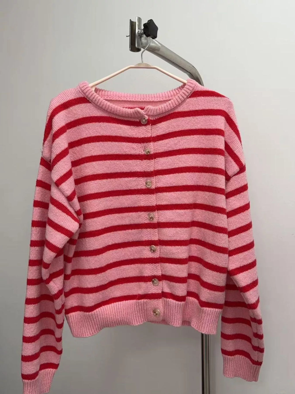 Striped Button-Down Cardigan