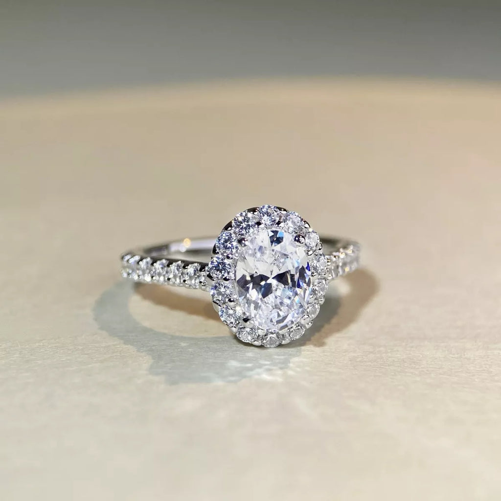 1.5 Carat Moissanite 925 Sterling Silver Oval Ring