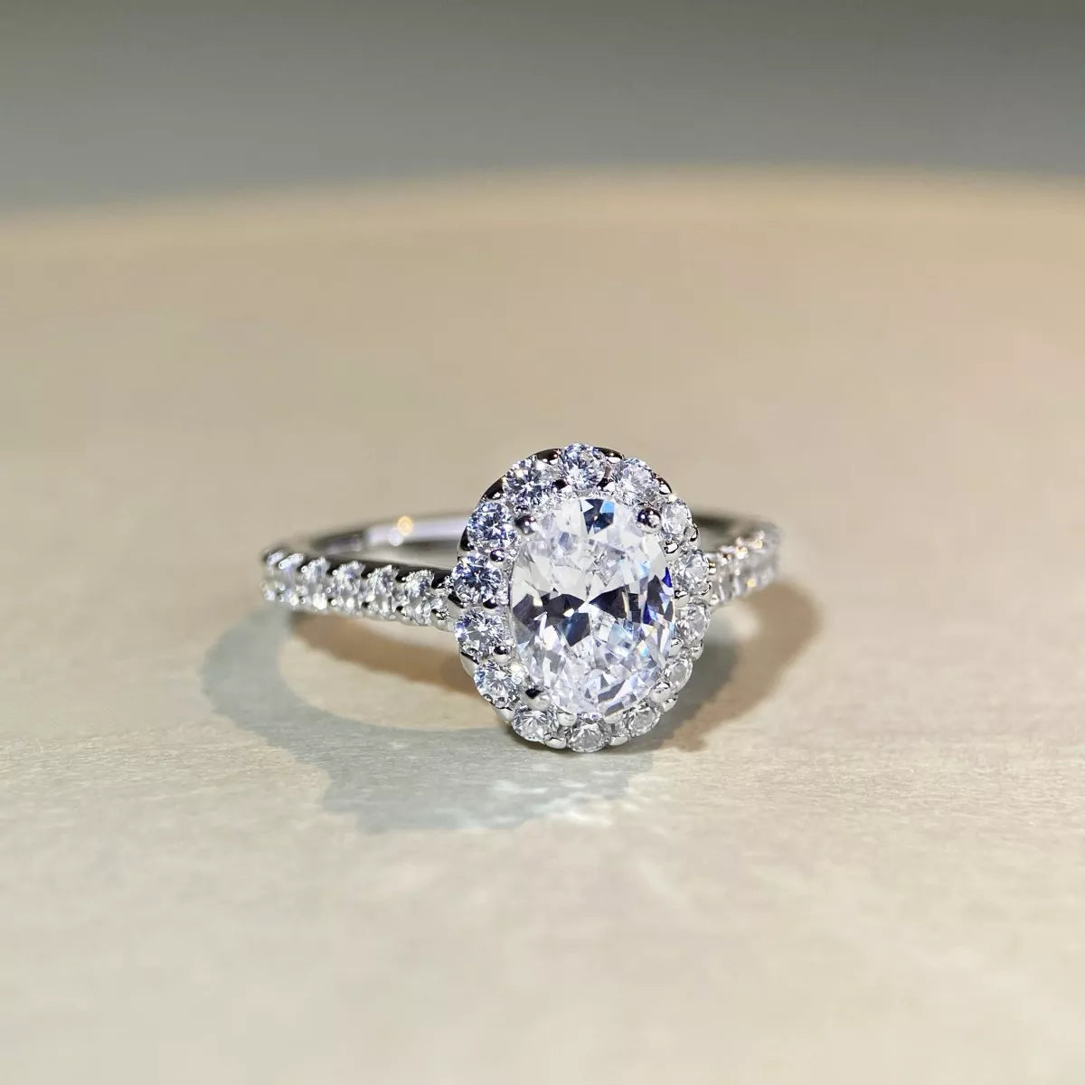 1.5 Carat Moissanite 925 Sterling Silver Oval Ring