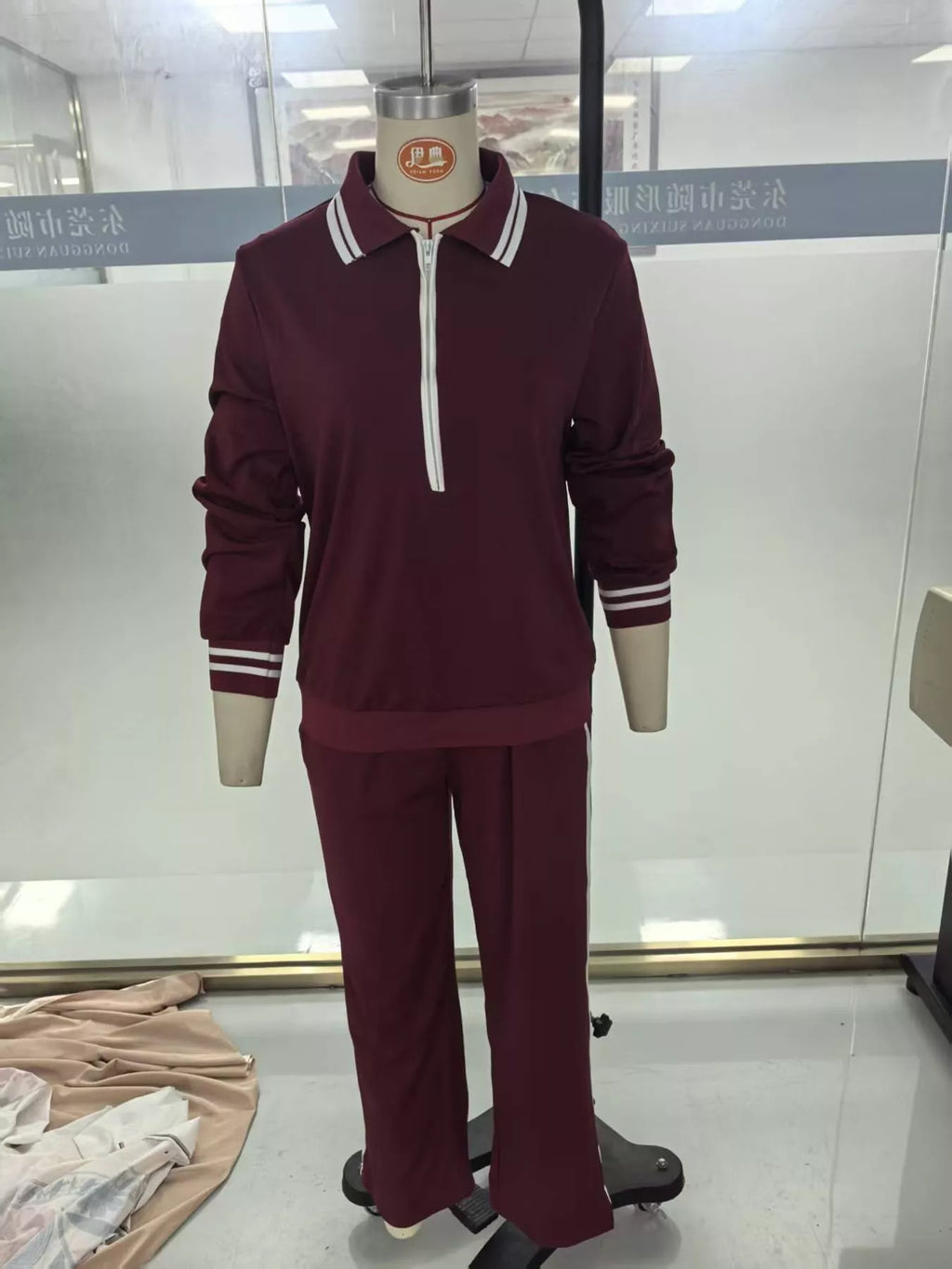 Striped Half Zip Top and Pants Set