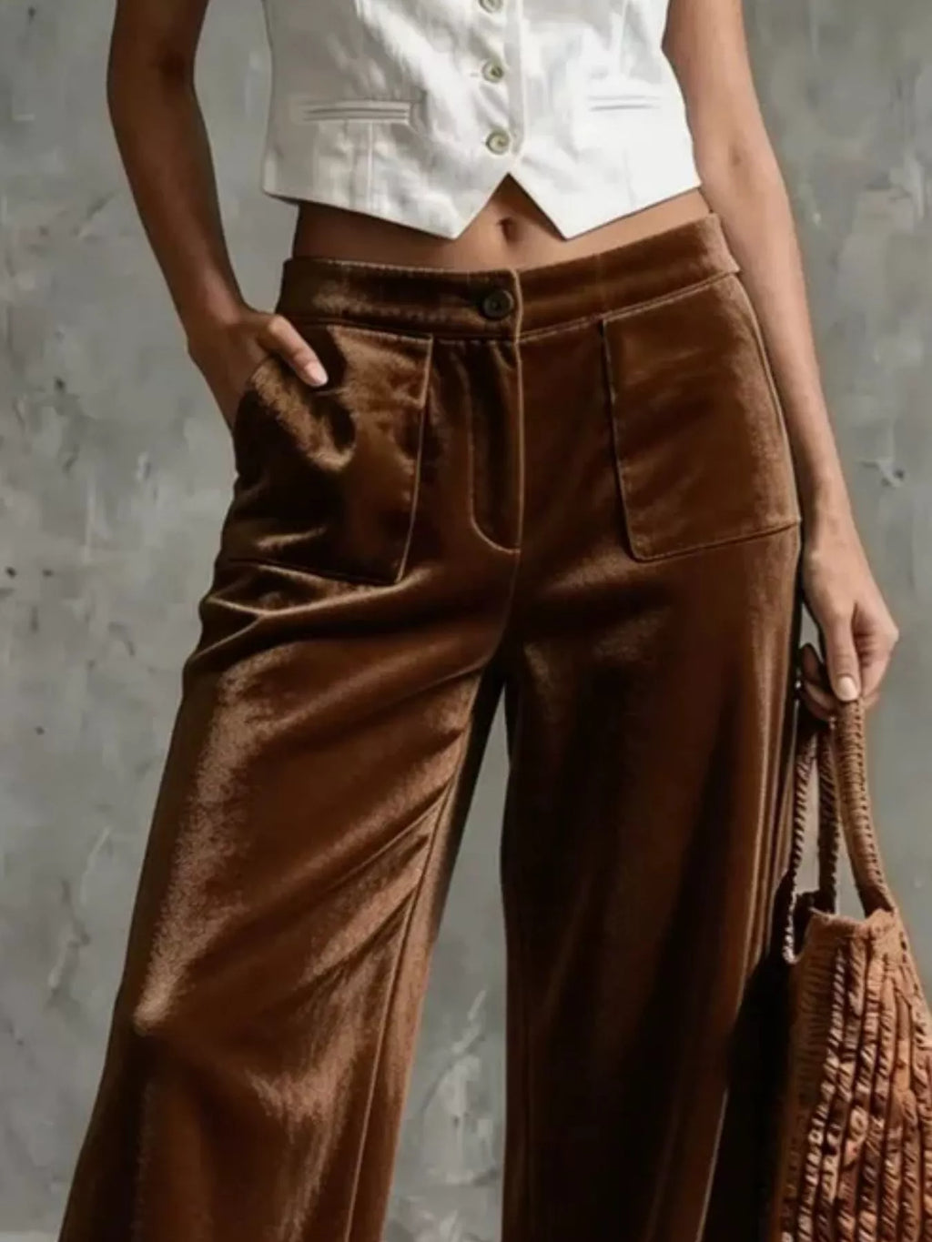 Full Size Velvet Wide-Leg Pants Plus Size